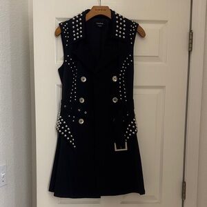 Bebe Black Pearl-Studded Mini Dress